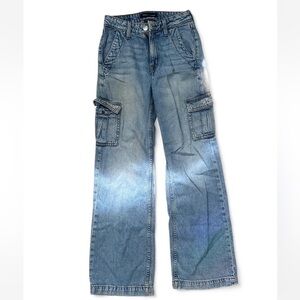 Aeropostale Light Blue Flare Cargo Jeans